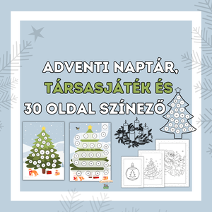 Adventi naptár, társasjáték és 30 oldal színező, Karácsony, Adventi díszek, Adventi naptár, Fotó, grafika, rajz, illusztráció, MESKA