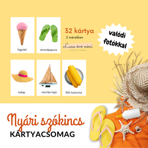 Nyári szókincs kártyacsomag (nyomtatható PDF), Játék & Sport, Készségfejlesztő és Logikai játék, Oktató játékok, Fotó, grafika, rajz, illusztráció, MESKA