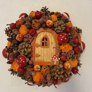 Őszi manóajtós koszorú - Meska.hu