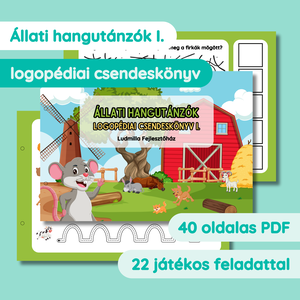 Állati hangutánzók logopédiai csendeskönyv I., Játék & Sport, Készségfejlesztő és Logikai játék, Oktató játékok, Fotó, grafika, rajz, illusztráció, MESKA
