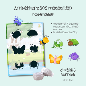 Árnyékkeresős matatólap rovarokkal, Játék & Sport, Készségfejlesztő és Logikai játék, Oktató játékok, Fotó, grafika, rajz, illusztráció, MESKA