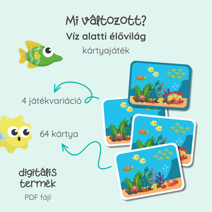 Mi változott? kártyajáték - Víz alatti élővilág, Játék & Sport, Készségfejlesztő és Logikai játék, Oktató játékok, Fotó, grafika, rajz, illusztráció, MESKA