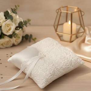 Esküvői fehér szatén gyűrűpárna csipkével - esküvő - kiegészítők - gyűrűtartó & gyűrűpárna - Meska.hu