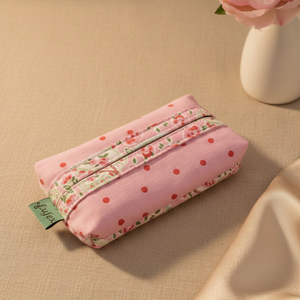 Rózsaszín mintás papírzsebkendő tartó, Táska & Tok, Pénztárca & Más tok, Zsebkendőtartó tok, Varrás, MESKA