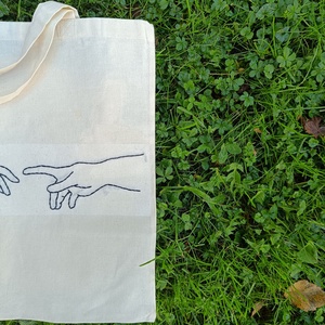 Michelangelo hímzett vászontáska - táska & tok - bevásárlás & shopper táska - shopper, textiltáska, szatyor - Meska.hu