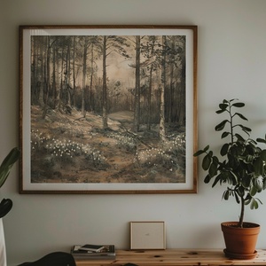 Szépia hóvirágos erdő, DIGITÁLIS festmény, nyomtatható - művészet - grafika & illusztráció - digitális - Meska.hu