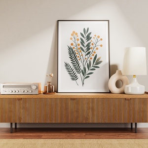 Minimalista zöld levelek arany bogyókkal DIGITÁLIS festmény, nyomtatható - művészet - grafika & illusztráció - digitális - Meska.hu