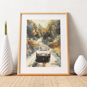 Porsche 911 erdei úton - digitális festményről készült nyomat - művészet - grafika & illusztráció - művészi nyomat - Meska.hu
