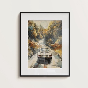 Porsche 911 erdei úton - digitális festményről készült nyomat - művészet - grafika & illusztráció - művészi nyomat - Meska.hu