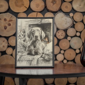 Vizsla a kandallónál - digitális festményről készült nyomat - művészet - grafika & illusztráció - művészi nyomat - Meska.hu
