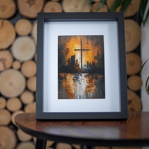 Kereszt és Város absztrakt - digitális festményről készült nyomat - művészet - grafika & illusztráció - művészi nyomat - Meska.hu