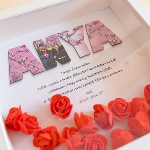 ANYA fotókollázsos piros rózsás képkeret, általad küldött fotókból, FOTÓPAPÍRRA nyomtatva, Esküvő, Emlék & Ajándék, Szülőköszöntő ajándék, Fotó, grafika, rajz, illusztráció, MESKA