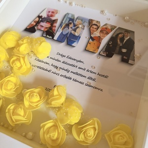 ANYA fotókollázsos rózsás képkeret, gyöngyszórással, általad küldött fotókból, FOTÓPAPÍRRA nyomtatva, Esküvő, Emlék & Ajándék, Szülőköszöntő ajándék, Fotó, grafika, rajz, illusztráció, MESKA