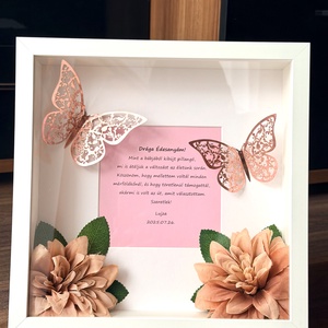 Szülő/nagyszülő köszöntő képkeret 2 pillangóval - Meska.hu