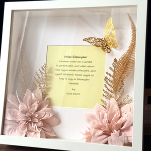 Szülő/nagyszülő köszöntő képkeret - aranyszínű növénnyel  - Meska.hu