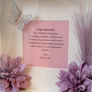 Szülő/nagyszülő köszöntő képkeret - ezüst hologramos pillangóval  - esküvő - emlék & ajándék - szülőköszöntő ajándék - Meska.hu