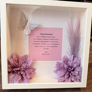 Szülő/nagyszülő köszöntő képkeret - ezüst hologramos pillangóval  - Meska.hu