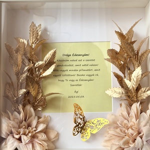 Szülő/nagyszülő köszöntő képkeret - arany színű növénnyel és pillangóval  - esküvő - emlék & ajándék - szülőköszöntő ajándék - Meska.hu