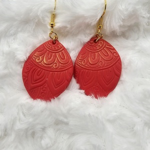 Piros szíves, Ékszer, Fülbevaló, Lógó fülbevaló, Gyurma, Agyagozás, MESKA