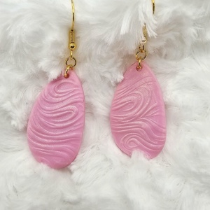 Rózsaszín hullám, Ékszer, Fülbevaló, Lógó fülbevaló, Gyurma, Agyagozás, MESKA