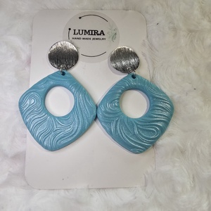 Kék selyemfénnyel, Ékszer, Fülbevaló, Lógó fülbevaló, Gyurma, Agyagozás, MESKA