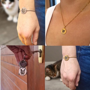 Cicás ajándékcsomag  Saját képes gravírozott Luna by You kollekció (karkötő + nyaklánc + kulcstartó) - Meska.hu