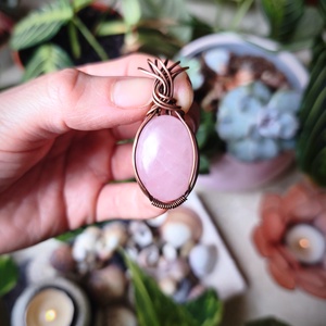 Rózsakvarc medál, Ékszer, Nyaklánc, Medálos nyaklánc, Fémmegmunkálás, MESKA