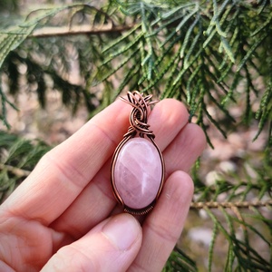 Rózsakvarc medál - ékszer - nyaklánc - medálos nyaklánc - Meska.hu