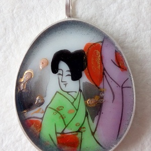 Japán - Porcelán ezüst medál  - Meska.hu