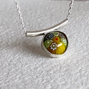 Millefiori ezüst medál nyaklánccal - ékszer - nyaklánc - medál - Meska.hu