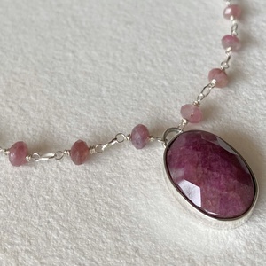 Rubin - turmalin ezüst nyaklánc - ékszer - nyaklánc - medálos nyaklánc - Meska.hu