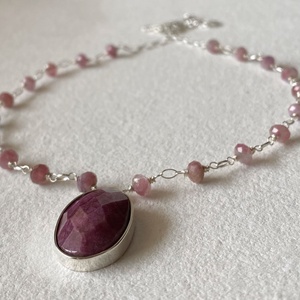 Rubin - turmalin ezüst nyaklánc - ékszer - nyaklánc - medálos nyaklánc - Meska.hu