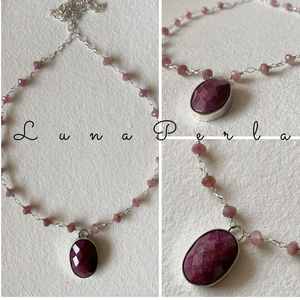 Rubin - turmalin ezüst nyaklánc - ékszer - nyaklánc - medálos nyaklánc - Meska.hu