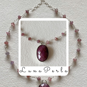 Rubin - turmalin ezüst nyaklánc - Meska.hu