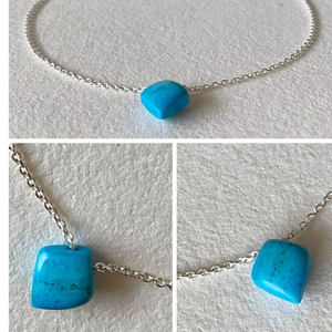 Minimál nyaklánc türkizzel, Ékszer, Nyaklánc, Gyöngyös nyaklánc, Ékszerkészítés, Ötvös, MESKA