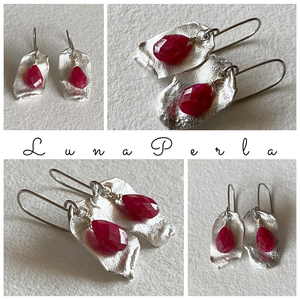 Rubin fülbevaló - ékszer - fülbevaló - lógó fülbevaló - Meska.hu