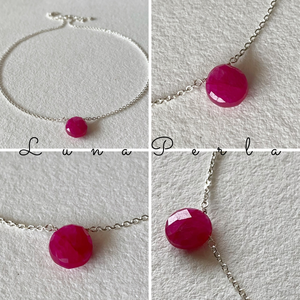 Minimál nyaklánc rubinnal - ékszer - nyaklánc - medálos nyaklánc - Meska.hu