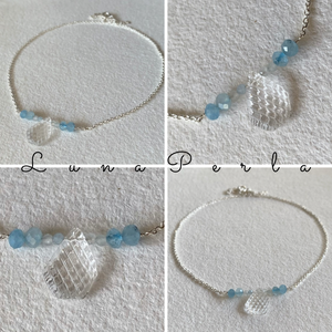 Akvamarin - hegyikristály nyaklánc, Ékszer, Nyaklánc, Gyöngyös nyaklánc, Ékszerkészítés, Ötvös, MESKA