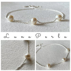 Minimál ezüst nyaklánc tenyésztett gyönggyel - Meska.hu