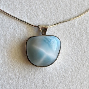 Larimár ezüst medál nyaklánccal - ékszer - nyaklánc - medál - Meska.hu