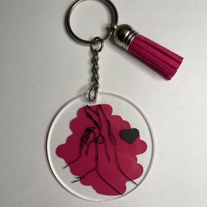 Kutya mancs és kéz motívumos plexi kulcstartó  rózsaszín alapon, Táska & Tok, Kulcstartó & Táskadísz, Kulcstartó, Mindenmás, Fotó, grafika, rajz, illusztráció, MESKA