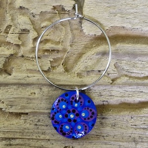 Pohár jelölő karika pontfestett függővel (lila-kék), Otthon & Életmód, Konyhafelszerelés, tálalás, Tálalás, Boros poharak, szettek, Festett tárgyak, Ékszerkészítés, MESKA