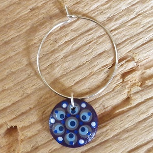 Pohár jelölő karika pontfestett függővel (szürke-lila), Otthon & Életmód, Konyhafelszerelés, tálalás, Tálalás, Boros poharak, szettek, Festett tárgyak, Ékszerkészítés, MESKA