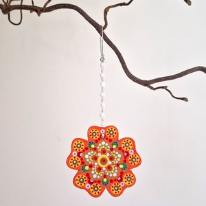 Pontfestett kerámia ablakdísz, függő (Virág) - Meska.hu