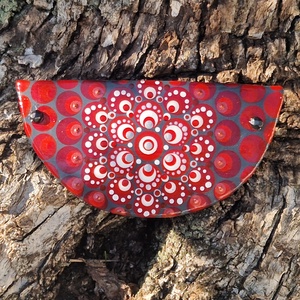 Kerámia hajcsat, francia csat pontfestéssel (piros-fehér mandala) - Meska.hu