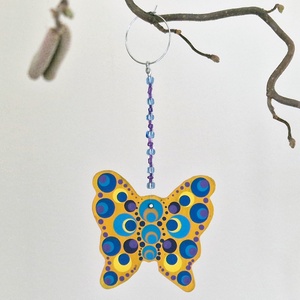 Pontfestett kerámia ablakdísz, függő (Pillangó), Otthon & Életmód, Dekoráció, Ajtó- és ablak dekoráció, Ablakdísz, Ékszerkészítés, Festett tárgyak, MESKA