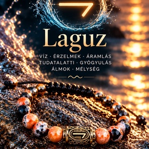Laguz Áramlás � Fazettált tűzachát ásványkarkötő viking rúnával - ékszer - karkötő - ásványkarkötő - Meska.hu