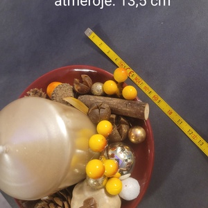 Őszi asztaldísz vörös-arany - otthon & életmód - dekoráció - asztal és polc dekoráció - asztaldísz - Meska.hu