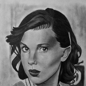 Millie Bobby Brown A/4-es méretű portré rajz, Művészet, Grafika & Illusztráció, Ceruzarajz, Fotó, grafika, rajz, illusztráció, MESKA
