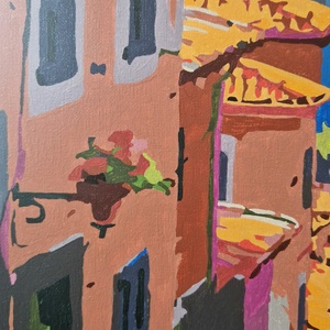 Tavaszi séta a cseresznyefa alatt (Kész számfestő kép, 50x40 cm) - művészet - festmény - akril - Meska.hu